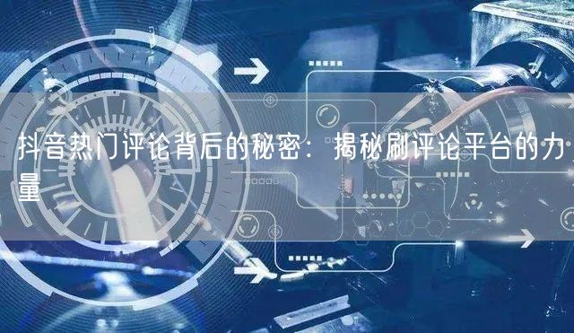 抖音热门评论背后的秘密:揭秘刷评论平台的力量