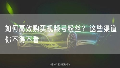 如何高效购买视频号粉丝?这些渠道你不得不看!