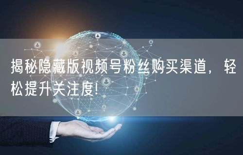揭秘隐藏版视频号粉丝购买渠道,轻松提升关注度!