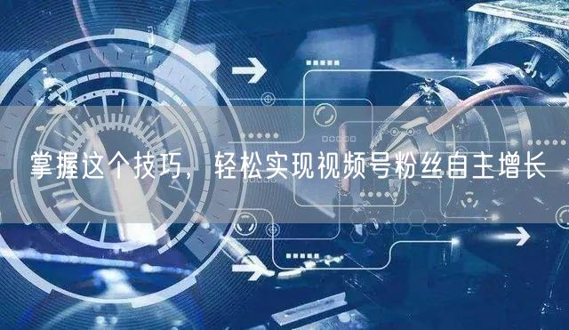 掌握这个技巧,轻松实现视频号粉丝自主增长