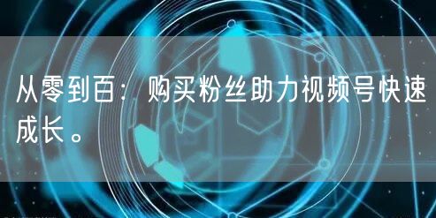 从零到百:购买粉丝助力视频号快速成长。