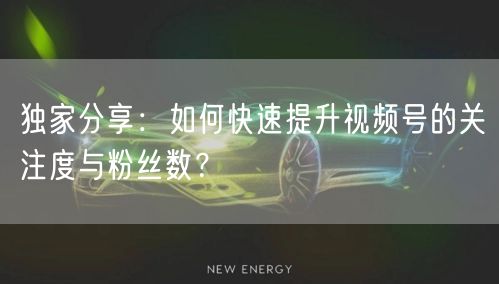 独家分享：如何快速提升视频号的关注度与粉丝数？