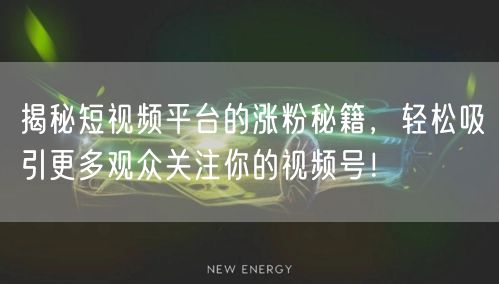 揭秘短视频平台的涨粉秘籍，轻松吸引更多观众关注你的视频号！
