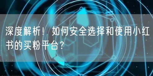 深度解析!如何安全选择和使用小红书的买粉平台?