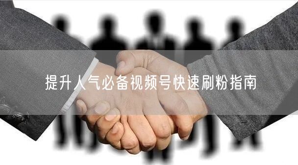 提升人气必备视频号快速刷粉指南